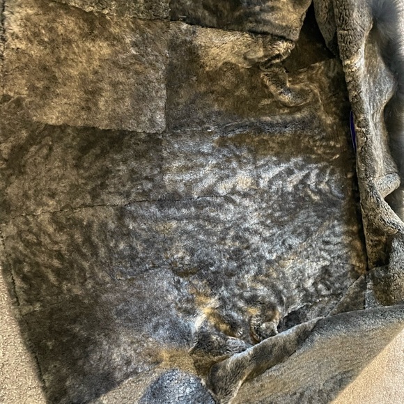 Charcoal and Suede Fur Jacket with tie front - Picture 4 of 5